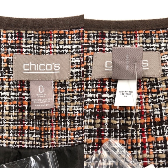 Chico's Elegant Boucle Cocoa Bean Tweed Jacket - Picture 15 of 16